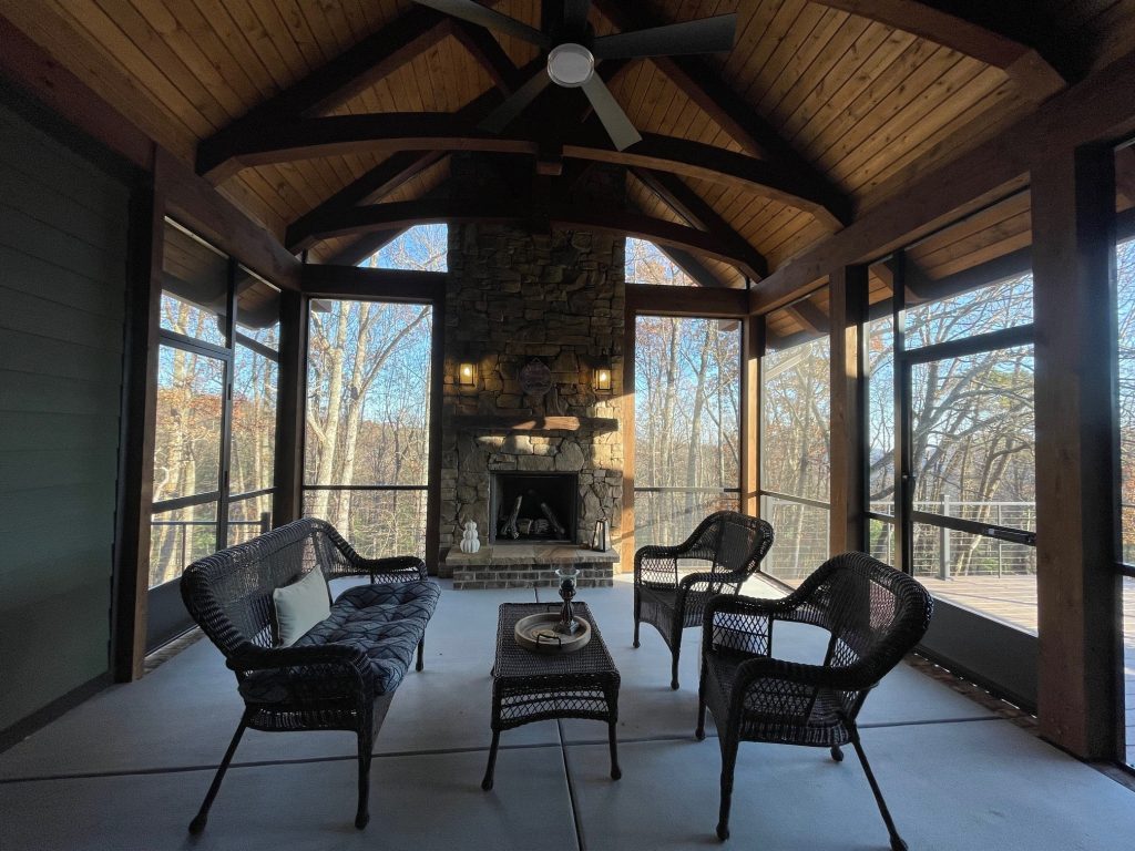 Fireplace on the porch